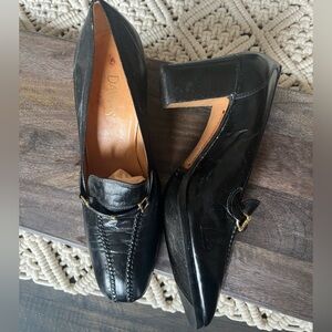 DAVIDS Vintage Black Leather Heeled Loafers Size 39 or 8.5 Like New